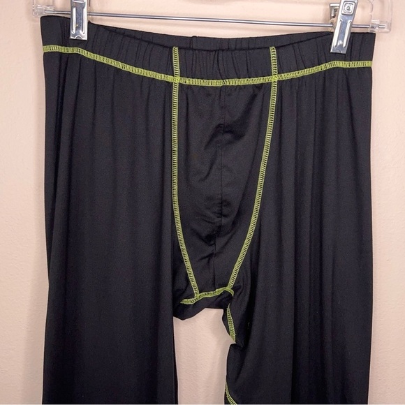 Medium Watsons Black Green Mens Athletic Leggings Outdoor  Stretch Activewear - Picture 6 of 11